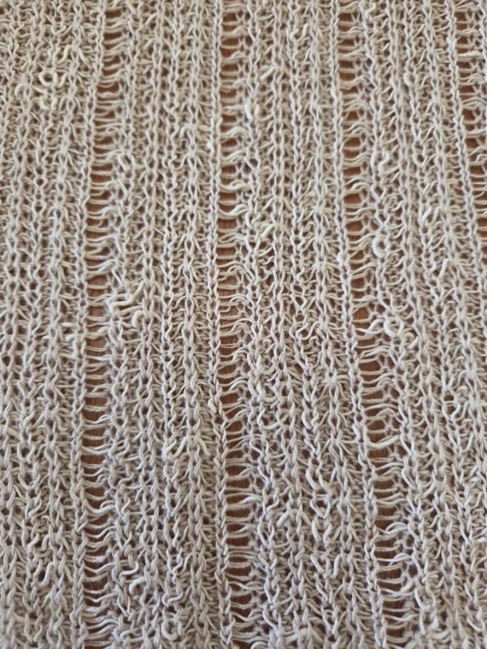 Eileen Fisher Organic Melange Linen Grain Pullover Open Knit Tan L - Picture 9 of 12